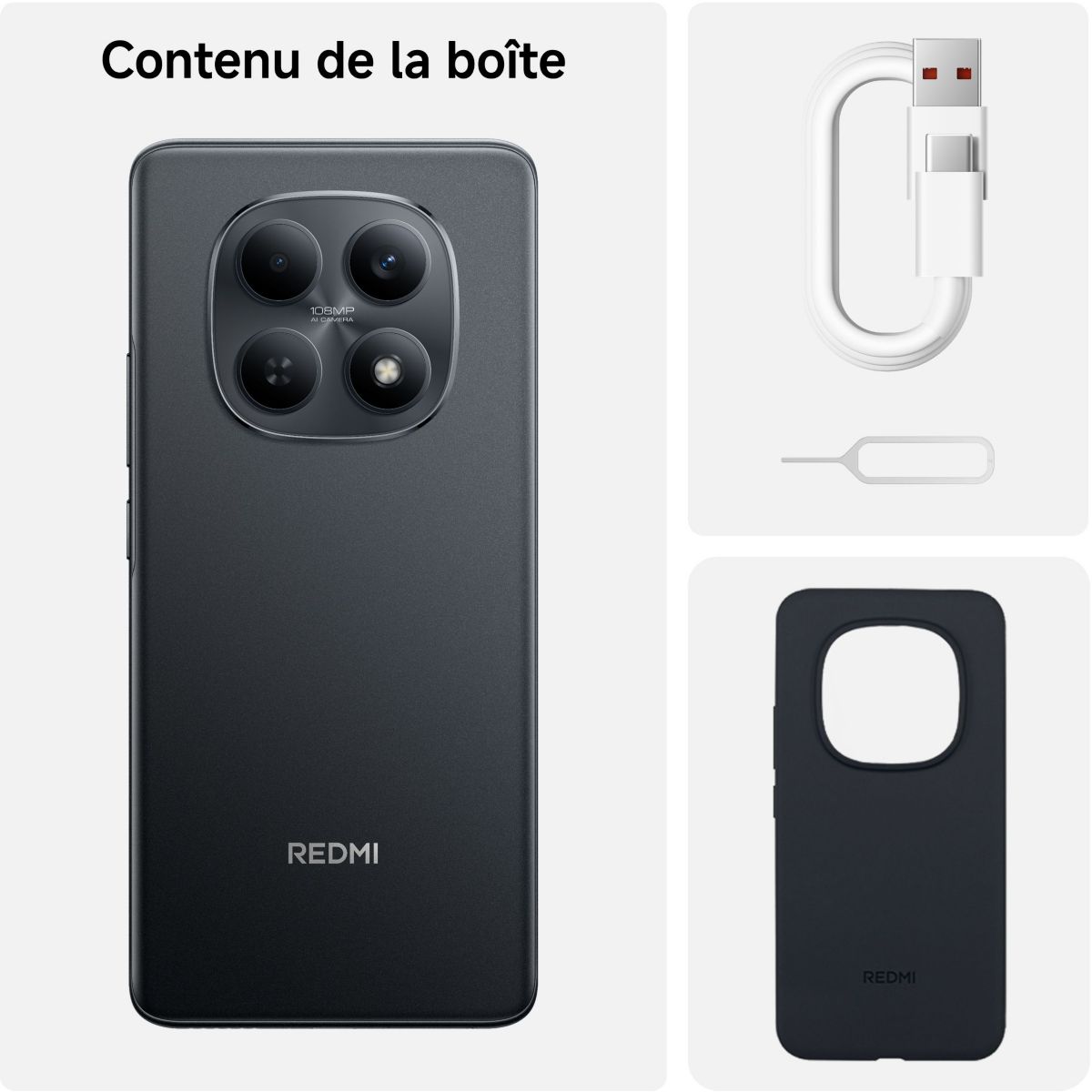 Smartphone Redmi Note 15 Noir 256Go 4G couleur unique, XIAOMI