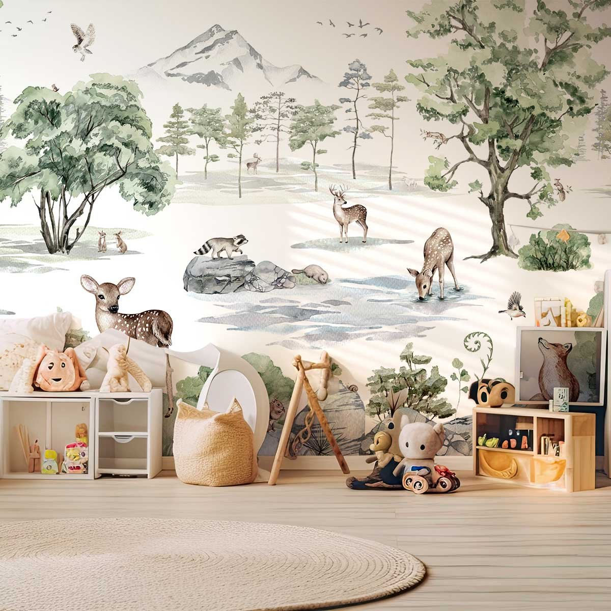 Papier peint forêt des neiges intissé, HEXOA