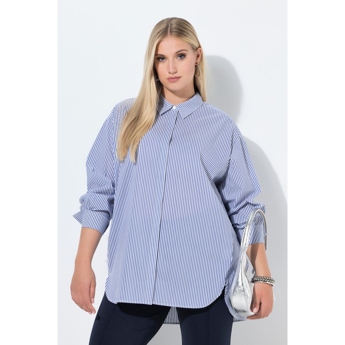 Chemisier rayé oversize bleu paon, ULLA POPKEN