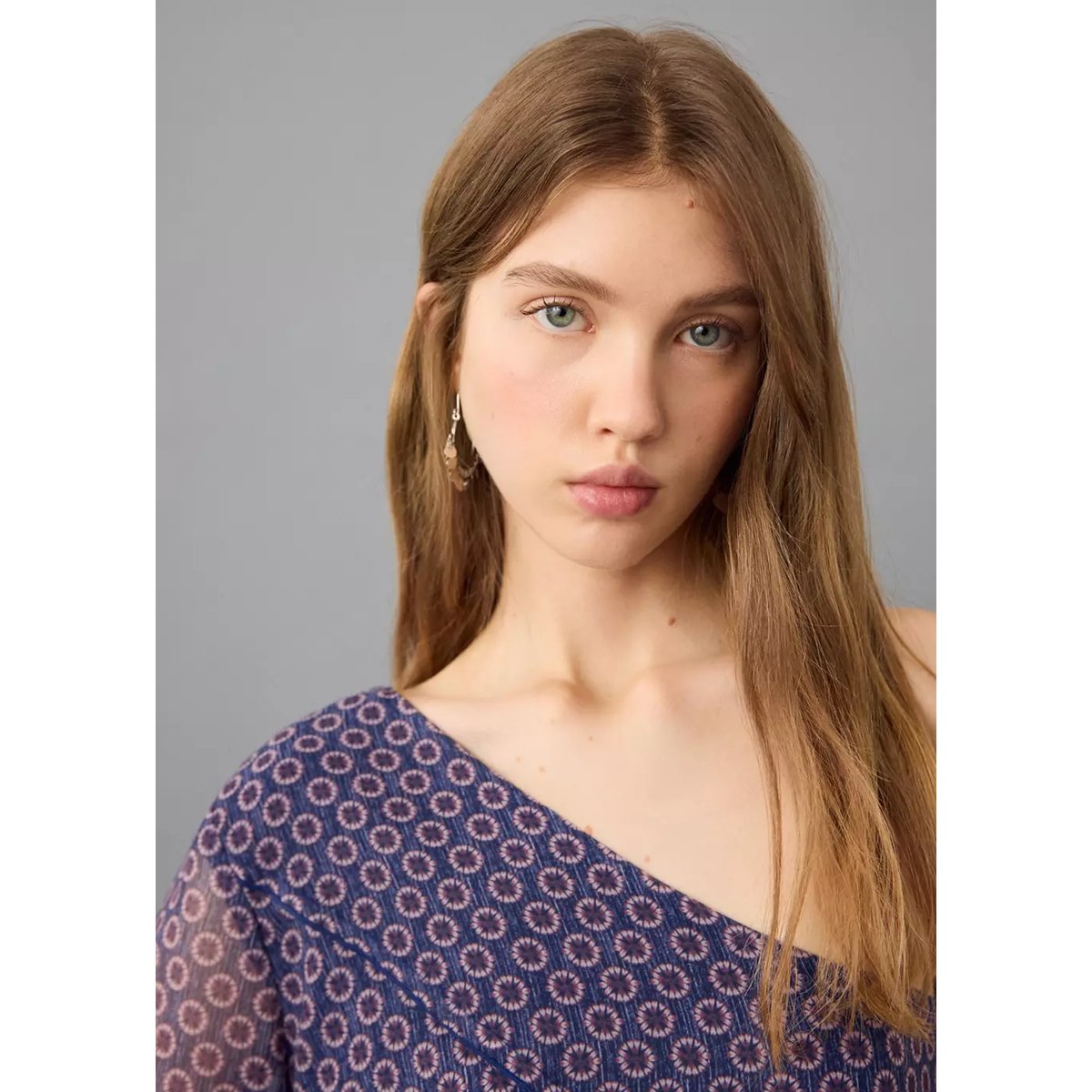 Blouse asymétrique imprimée bleu marine foncé, MANGO TEEN