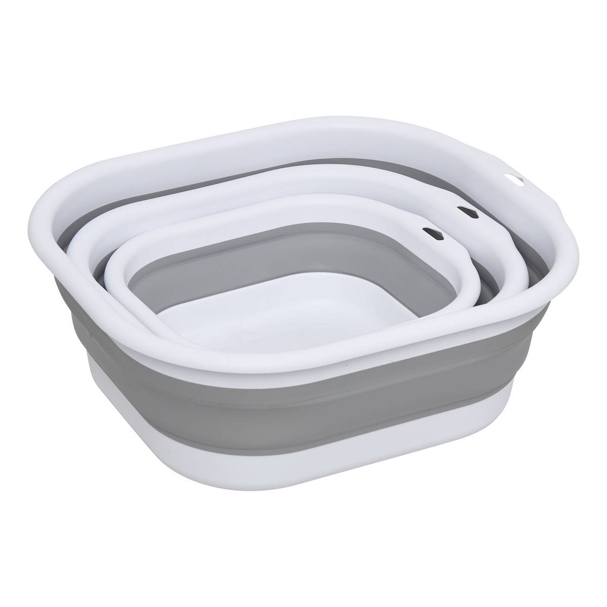Lot de 3 Bassines rétractables 3/5/10L RETRACT gris, 5FIVE SIMPLY SMART