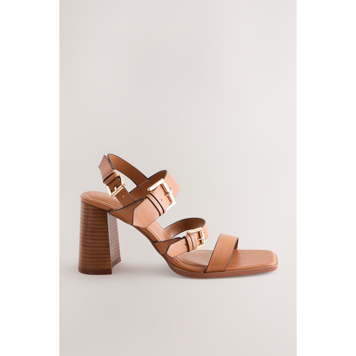 Sandales en cuir à boucle marron fauve, NEXT