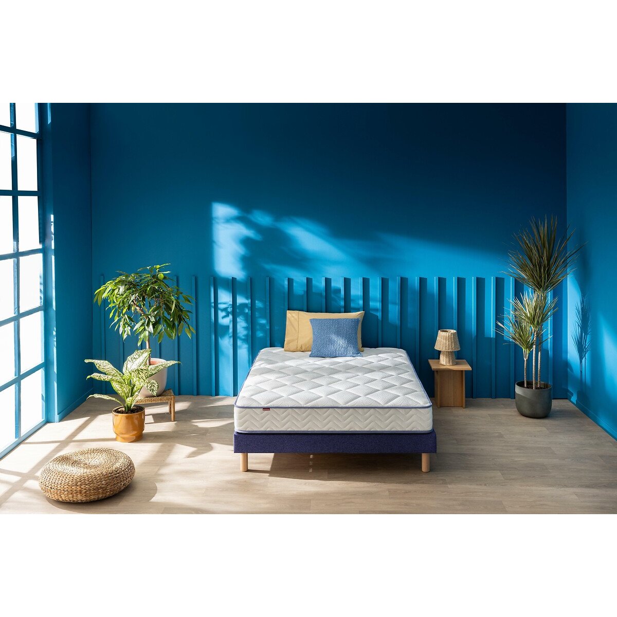 Ensemble matelas roulé et sommier kit, Sweety blanc/bleu nuit, MERINOS