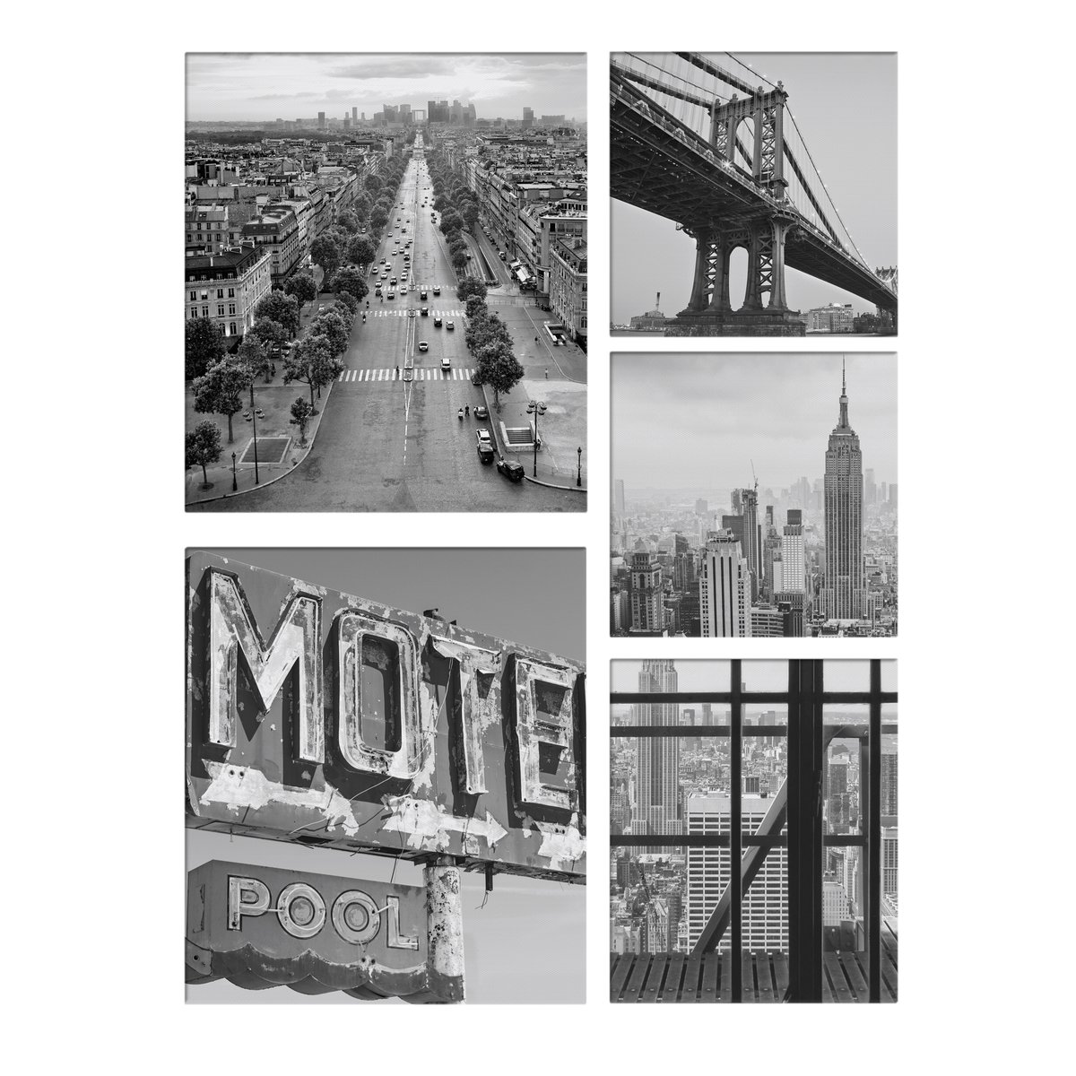Set de 5 toiles City noir, ART FOR THE HOME