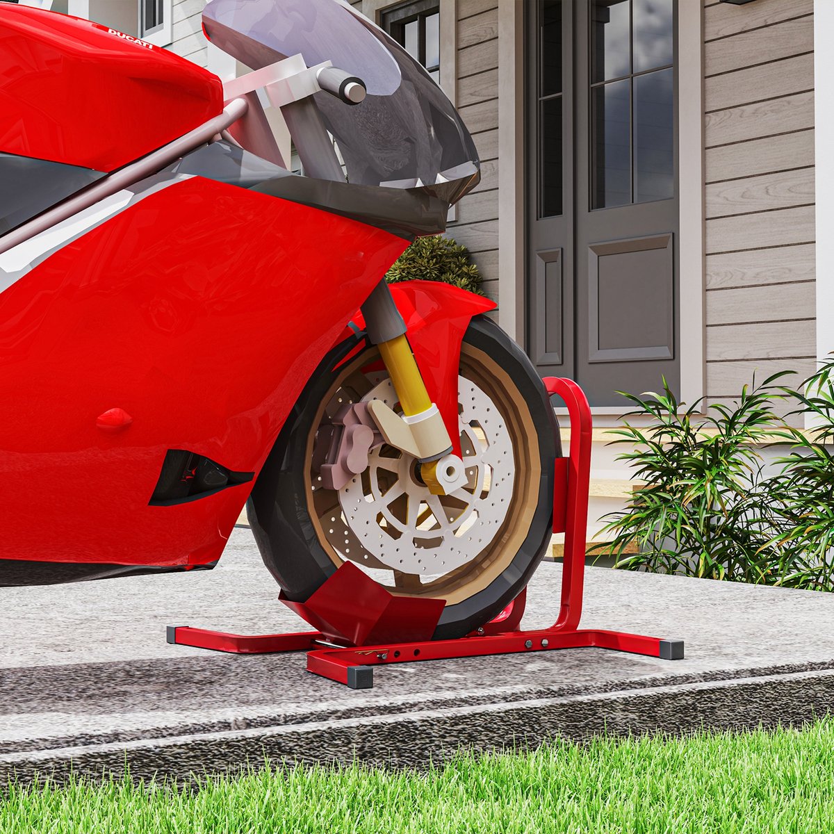 Cale de roue pour moto Métal Rouge rouge, HOMCOM