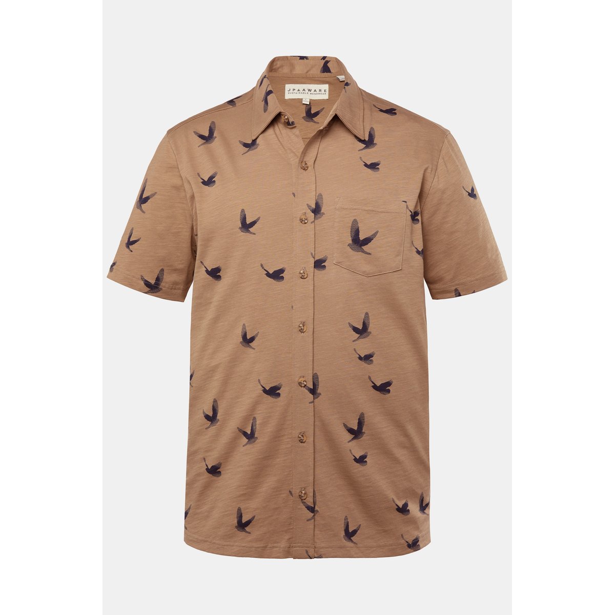 Chemise en jersey à manches courtes marron clair, JP1880