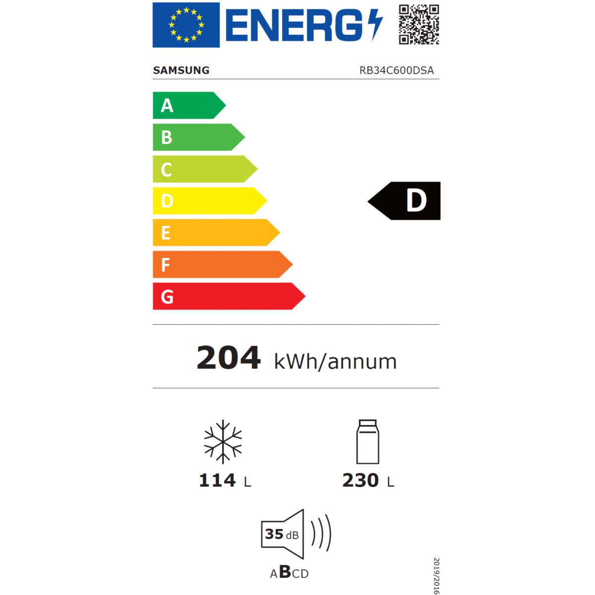 Réfrigérateur combiné RB34C600DSA couleur unique, SAMSUNG