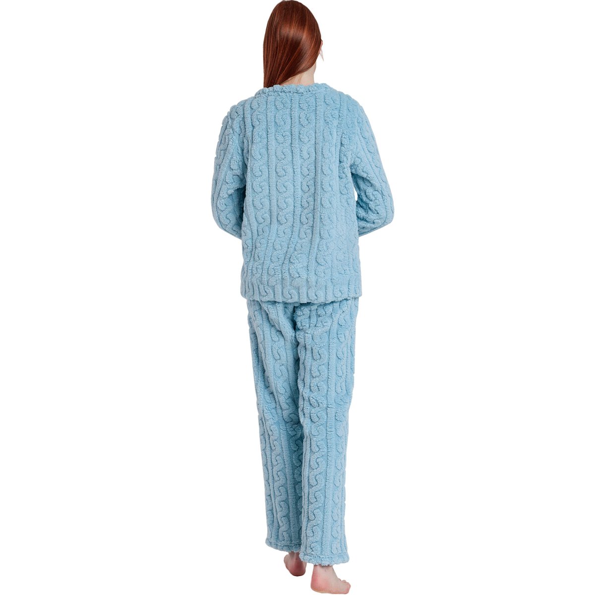 Pyjama pantalon top manches longues Chains bleu, ADMAS