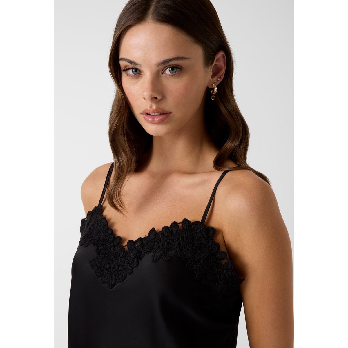 Top En Dentelle Satinée noir, GUESS