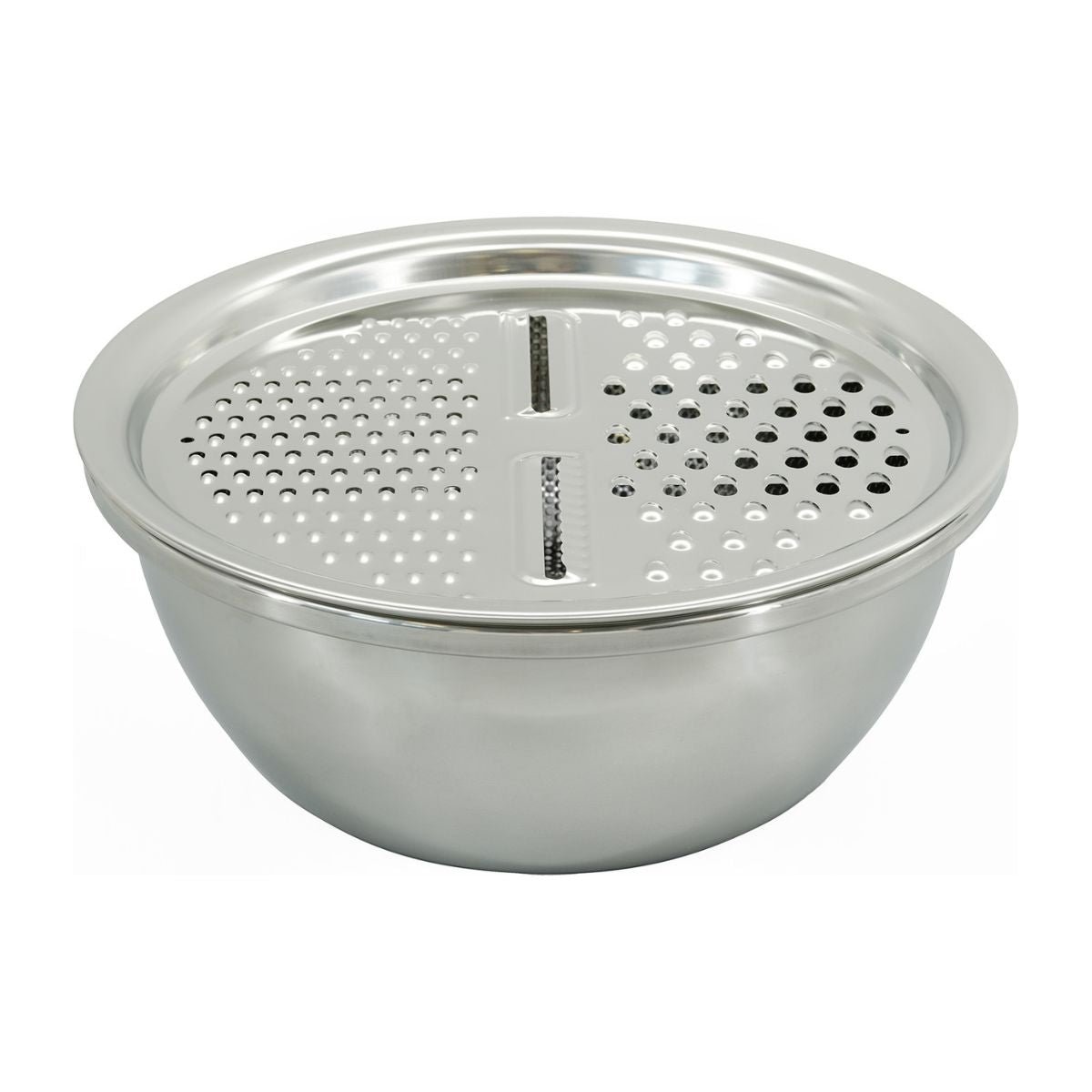 Set 3 en 1 Bol à Mixer, Râpe et Passoire 26 cm gris, FACKELMANN