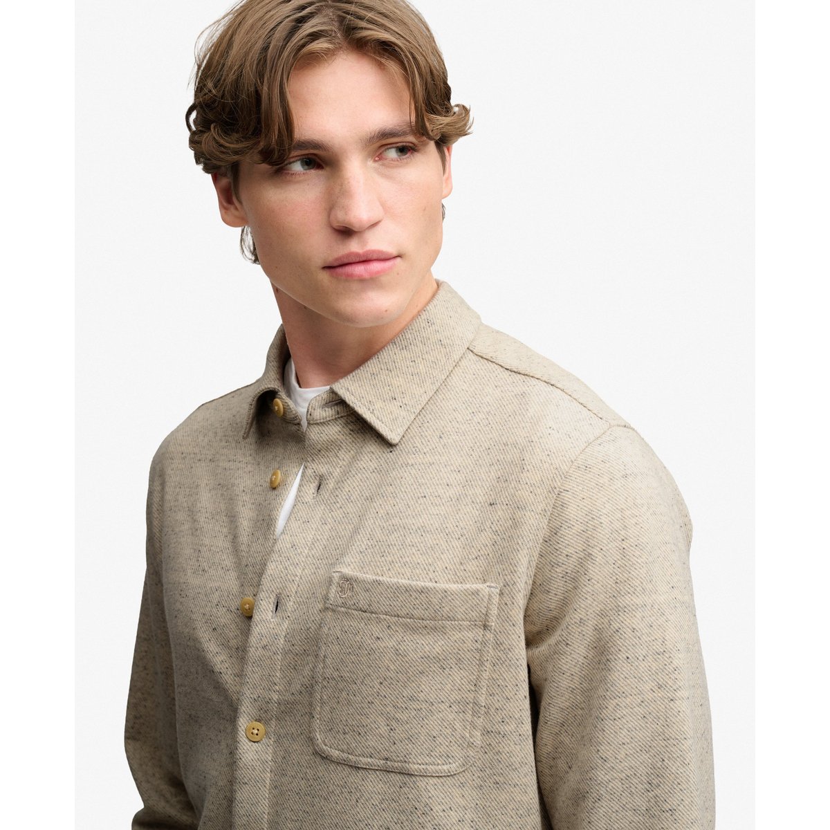 Chemise en Jersey Twill Tweed tweed écru, SUPERDRY