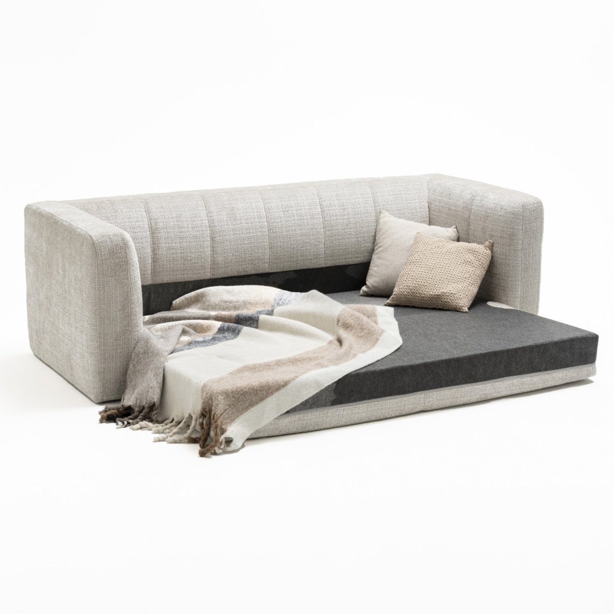 Canapé convertible 4 places en tissu chenille- DANAE écru, DRAWER