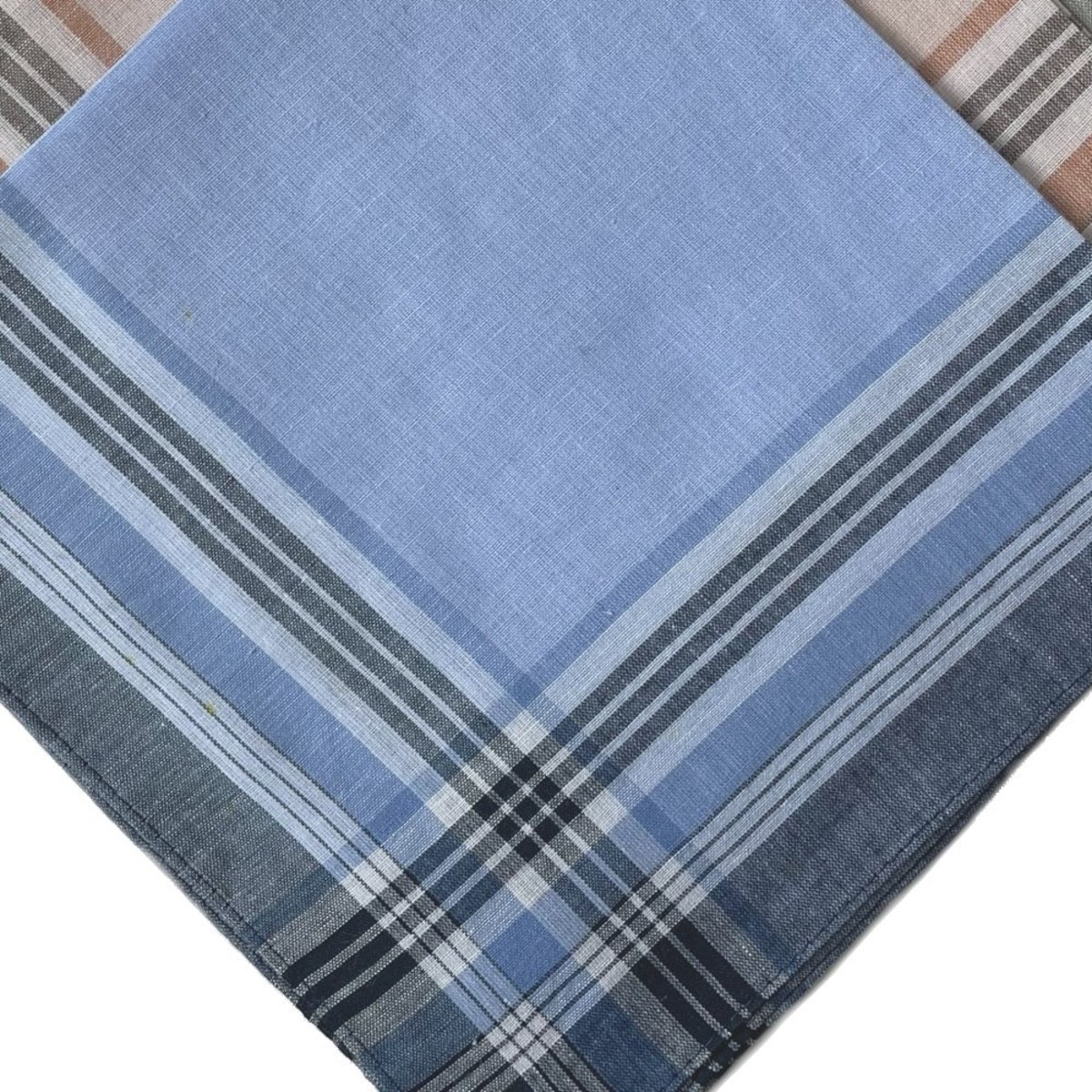 Lot de 12 mouchoirs Homme 40x40 100% coton bleu, DECORATIE