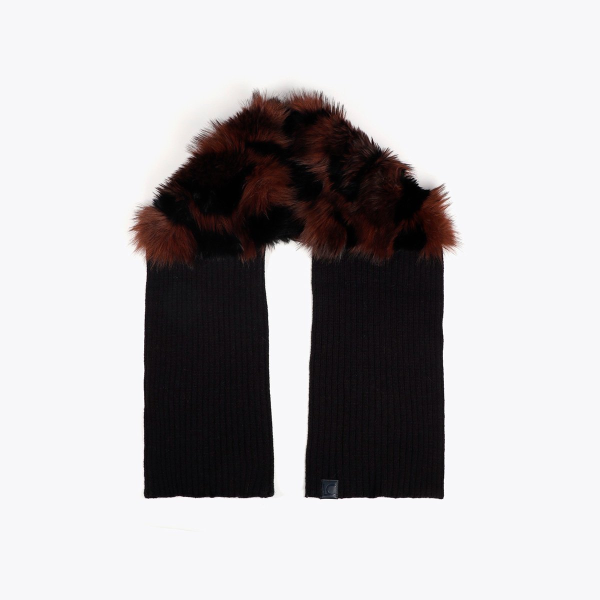 Écharpe tricotée à revers motif léopard noir, LOLA CASADEMUNT