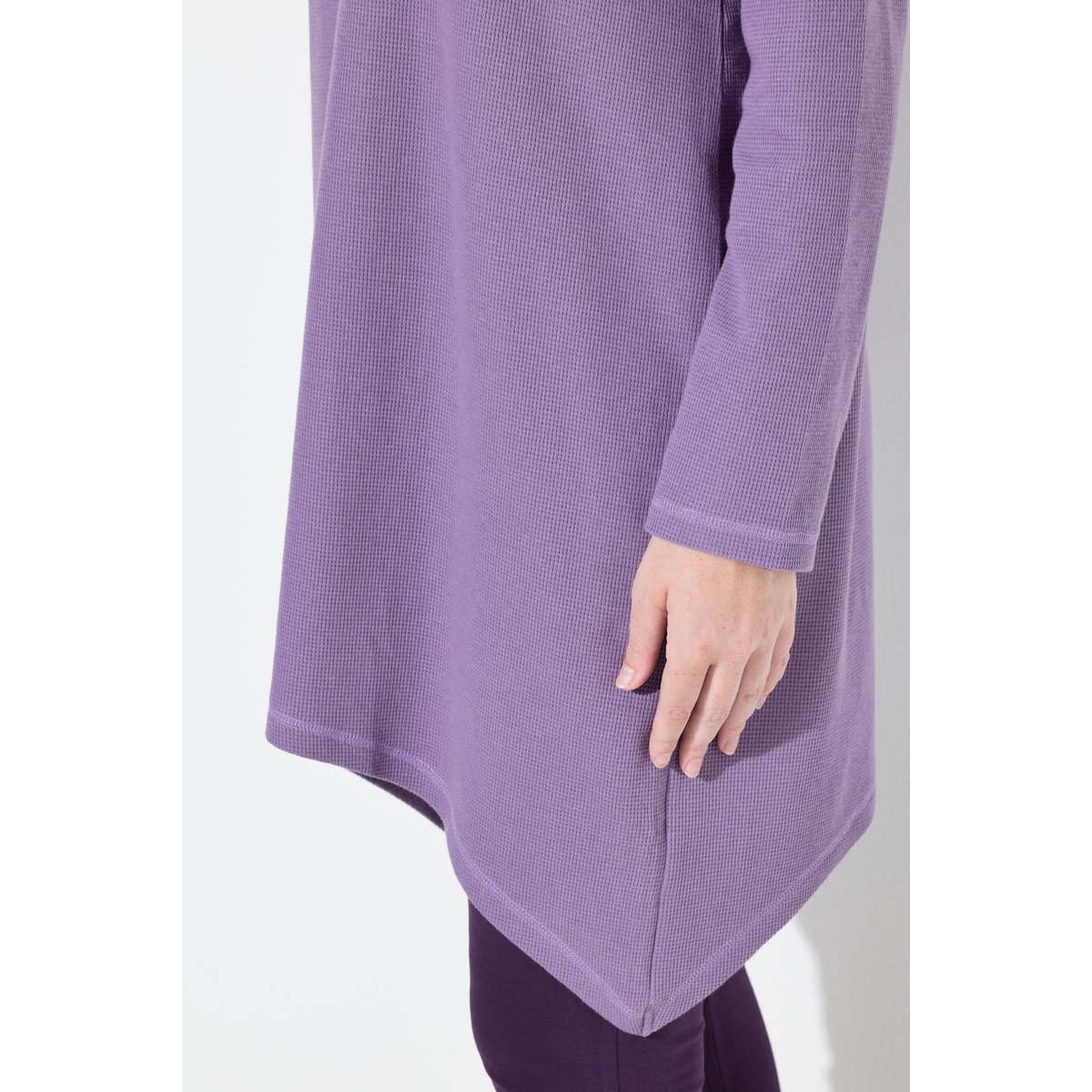 T-shirt en coton bio, piqué texture gaufrée lilas, ULLA POPKEN