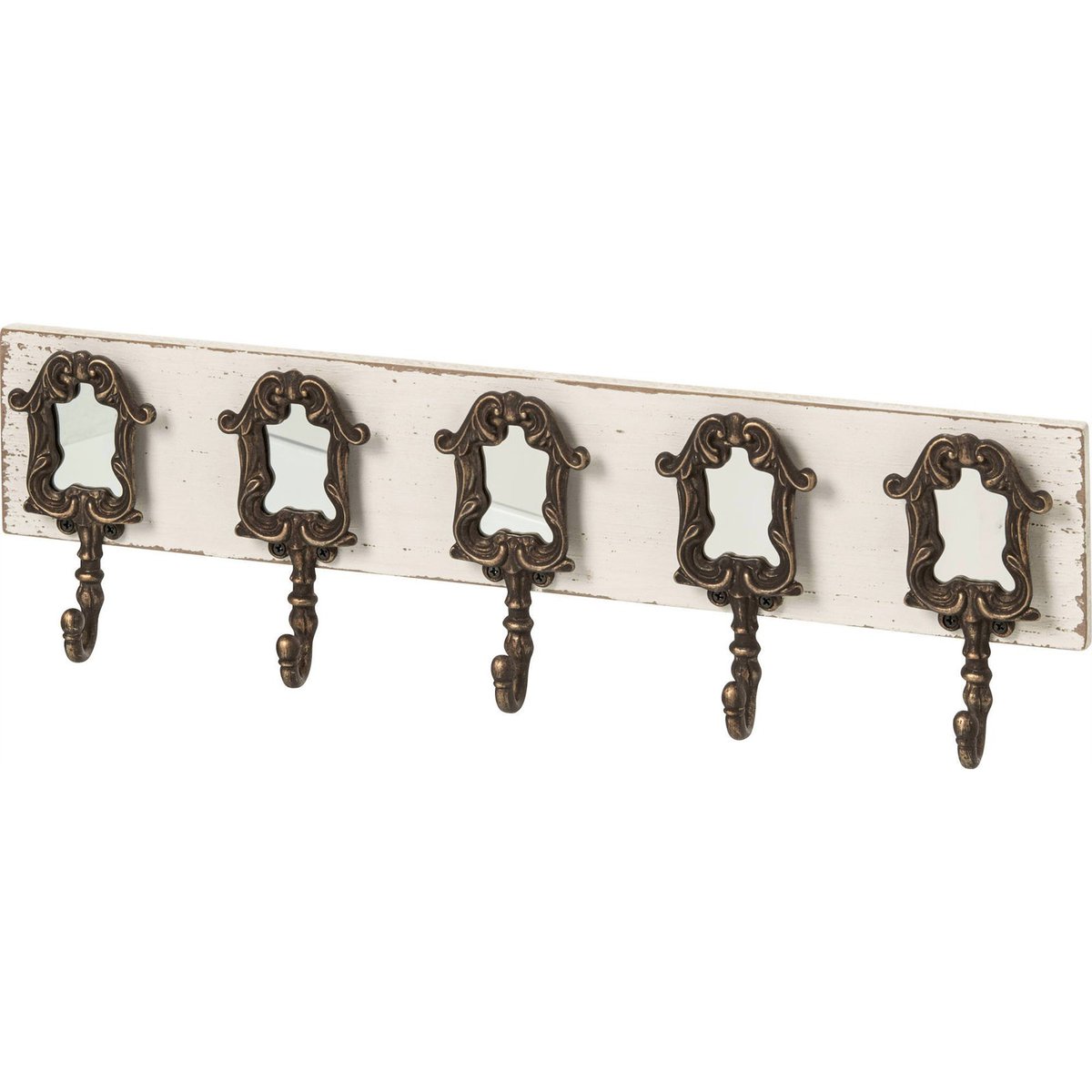 Porte-manteau mural à miroirs en métal blanc et laiton, RECOLLECTION