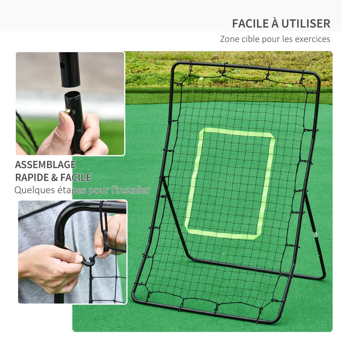 Filet de rebond pour le baseball PE Noir noir, HOMCOM