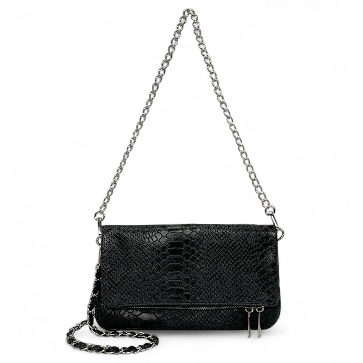 sac pochette en cuir embossé ROXANE PYTHON noir, OH MY BAG