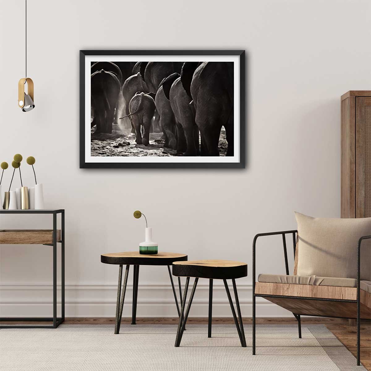 Affiche animaux cap afrique affiche + cadre en bois - noir, HEXOA