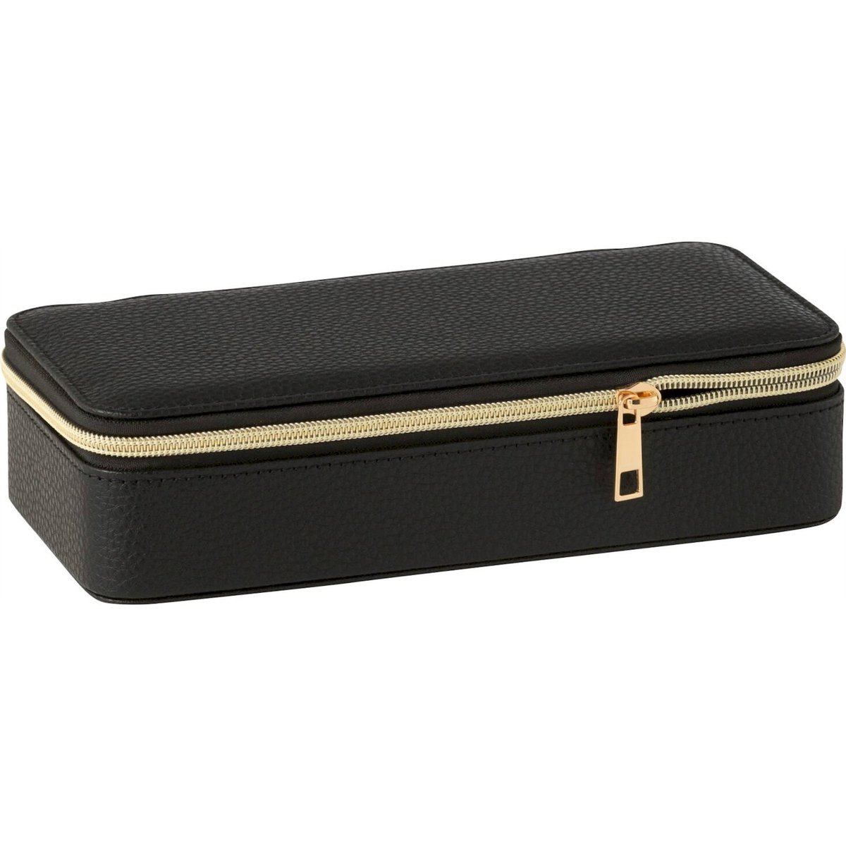 Boîte à bijoux rectangulaire avec miroir noir avec fermeture dorée, RECOLLECTION