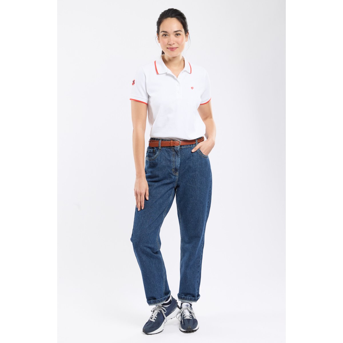 Polo femme FOUNTAINE PAJOT blanc/pompon, ARMOR-LUX