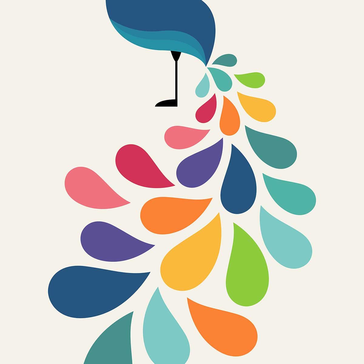 Tableau paon coloré toile imprimée, HEXOA