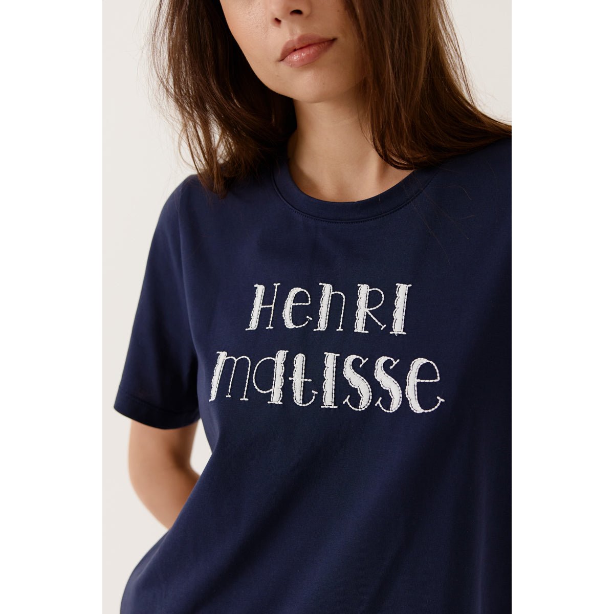 T-shirt à manches courtes col rond avec imprimé texte sur le devant CELIANE navy, ARTLOVE
