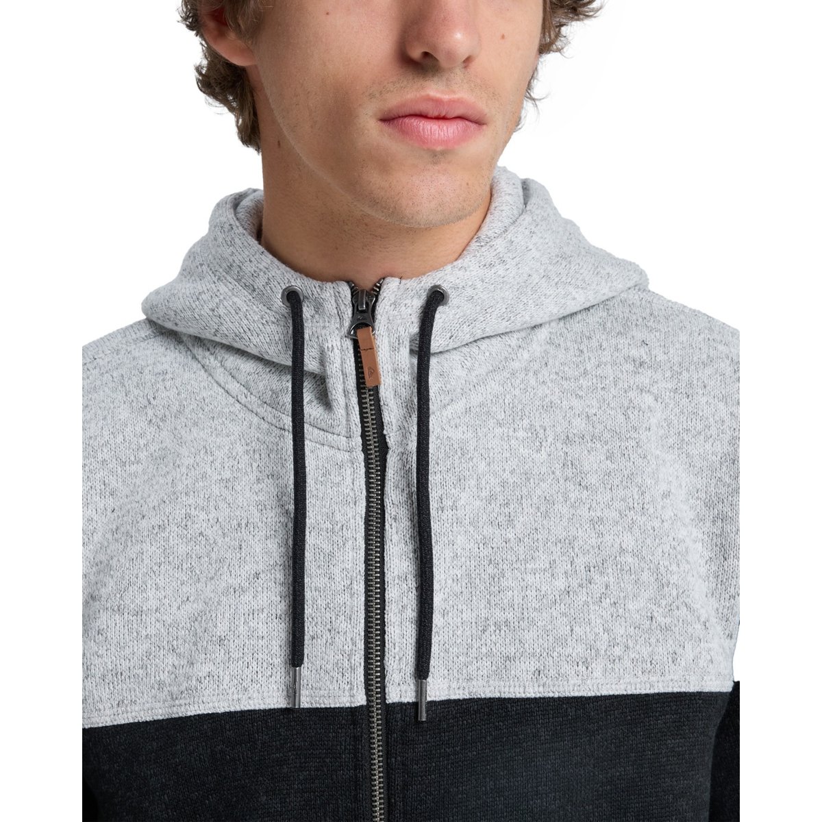 Sweat à capuche zippé KELLER BLOCK ZIP noir black heather, QUIKSILVER