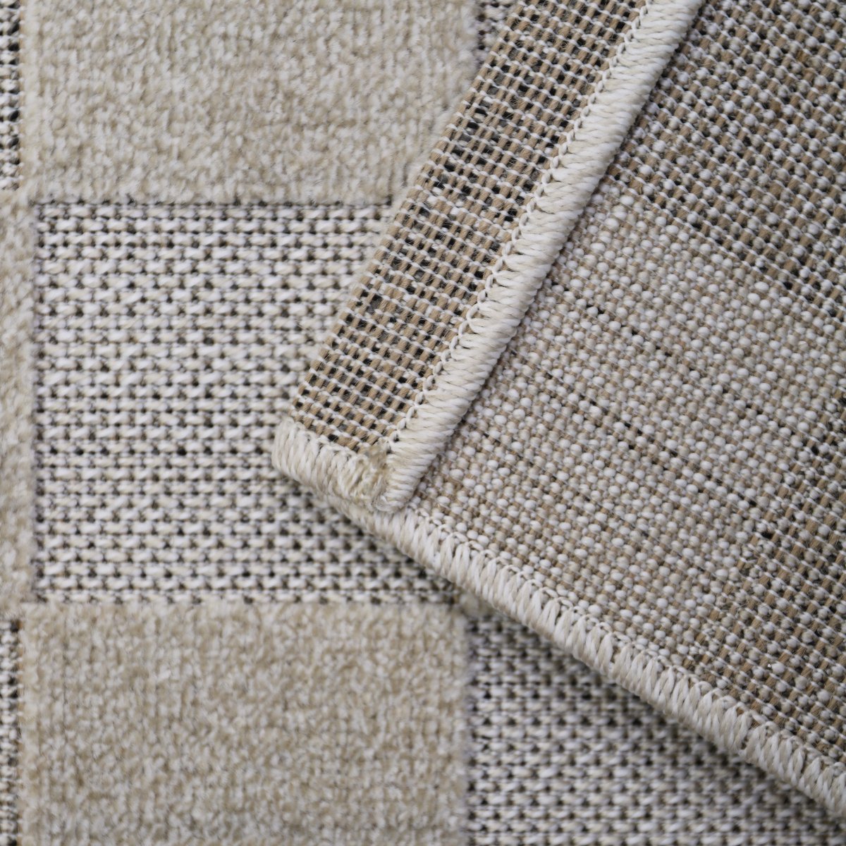 Tapis contemporain design damier DAMAS ecru beige, NATTIOT