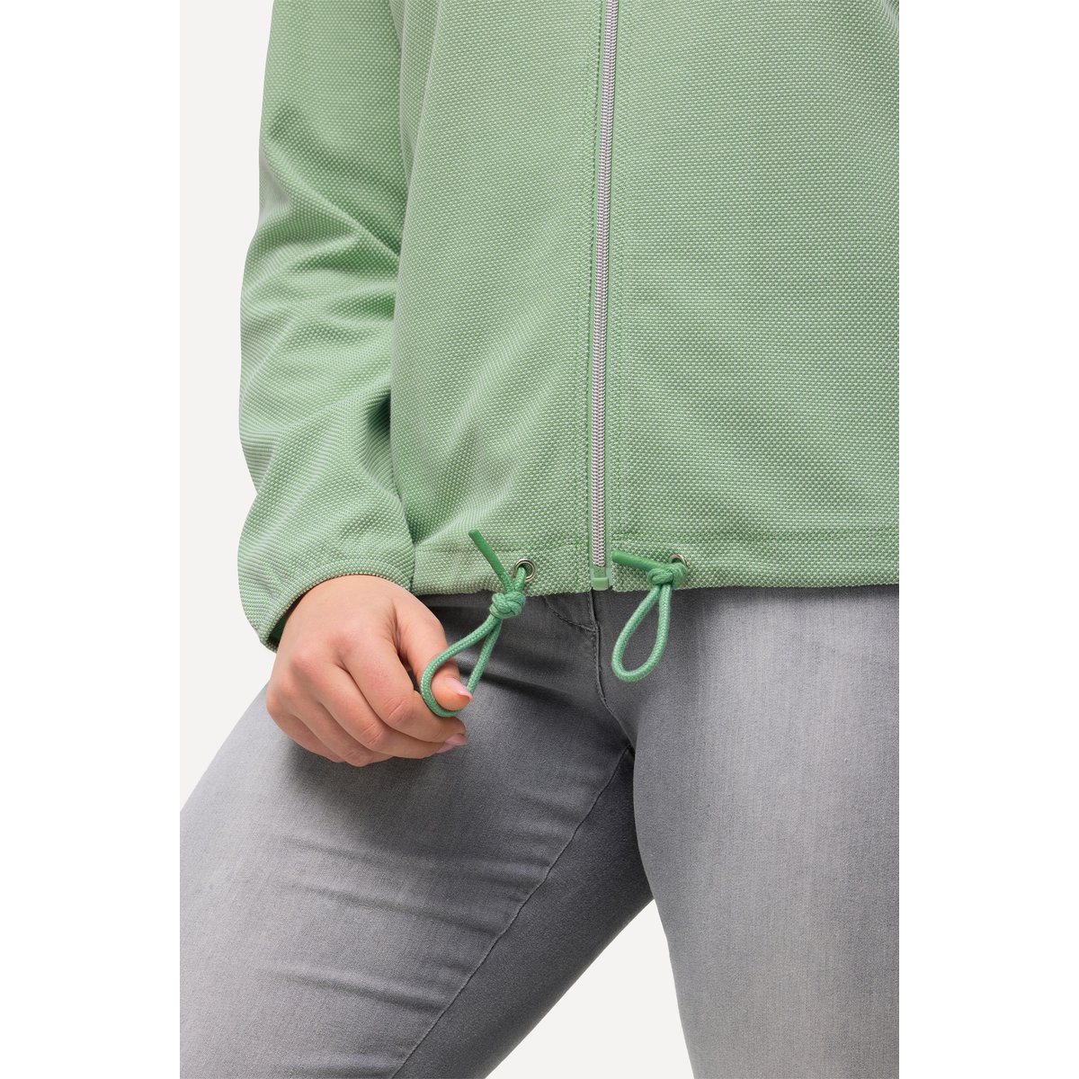 Veste à capuche en molleton piqué vert clair, ULLA POPKEN