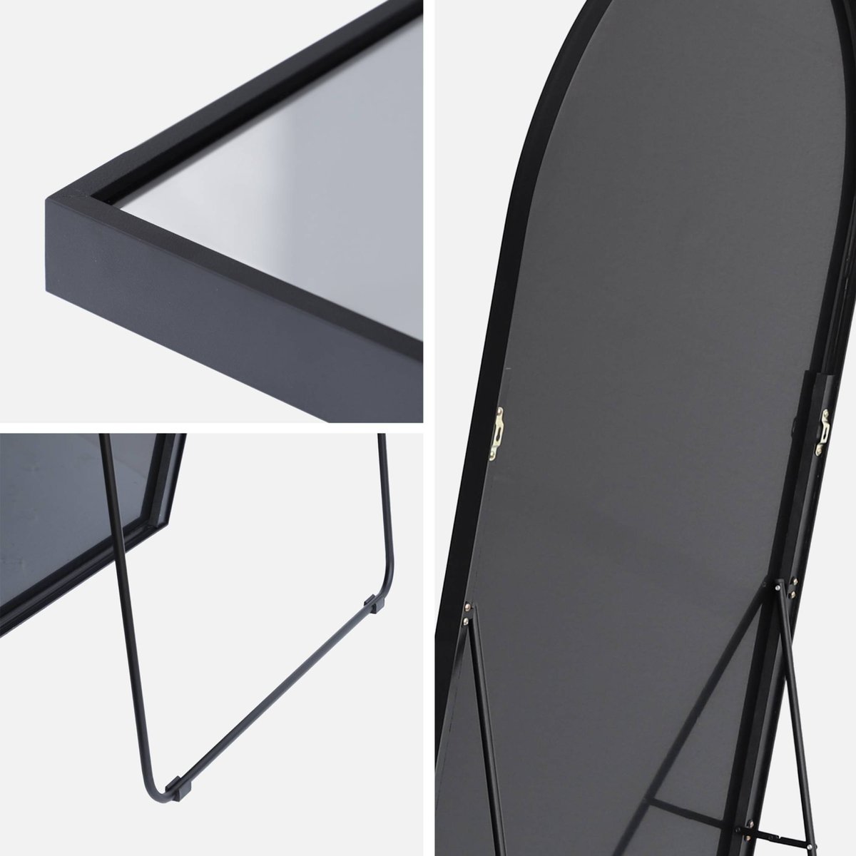 Miroir sur pied aluminium JUSTIN noir, SWEEEK