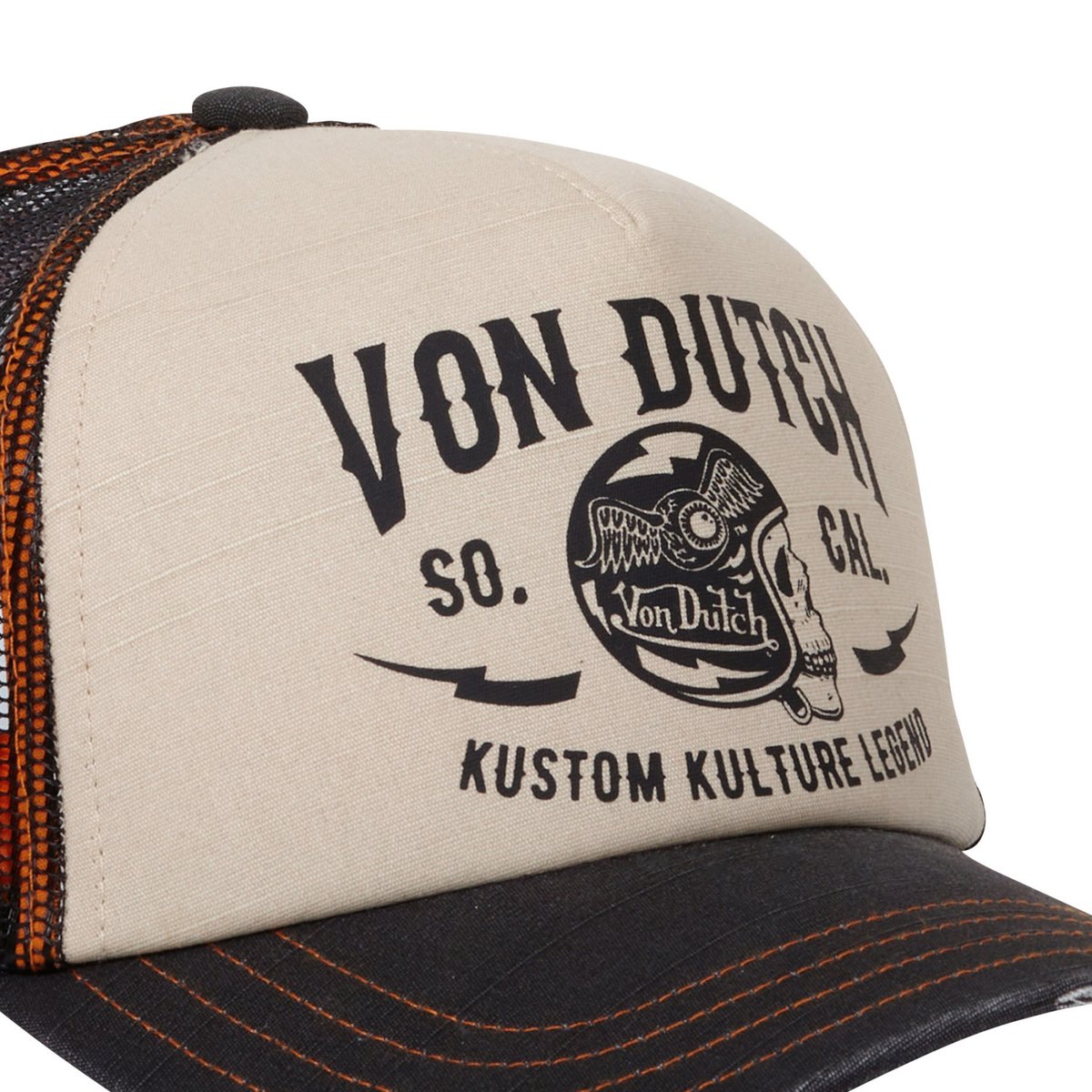 Casquette trucker Crew noir/orange, VON DUTCH