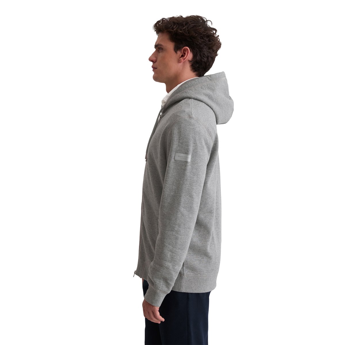 Sweat à capuche DfC regular en sweat doux en coton bio gris, MARC O'POLO