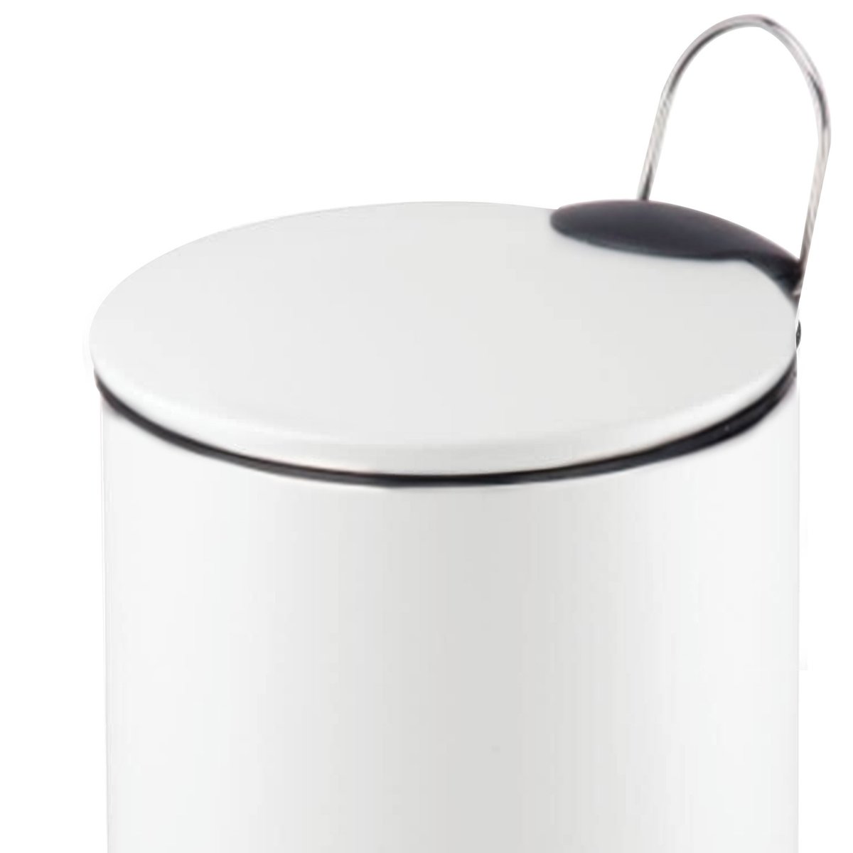 Poubelle salle de bain métal blanc ronde 5L blanc, WADIGA