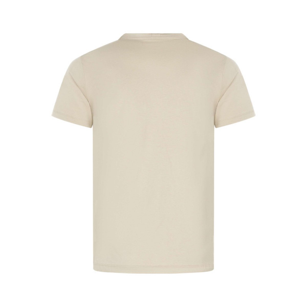 T-shirt en coton beige uni avec une coupe droite et un col rond beige, TEDDY SMITH