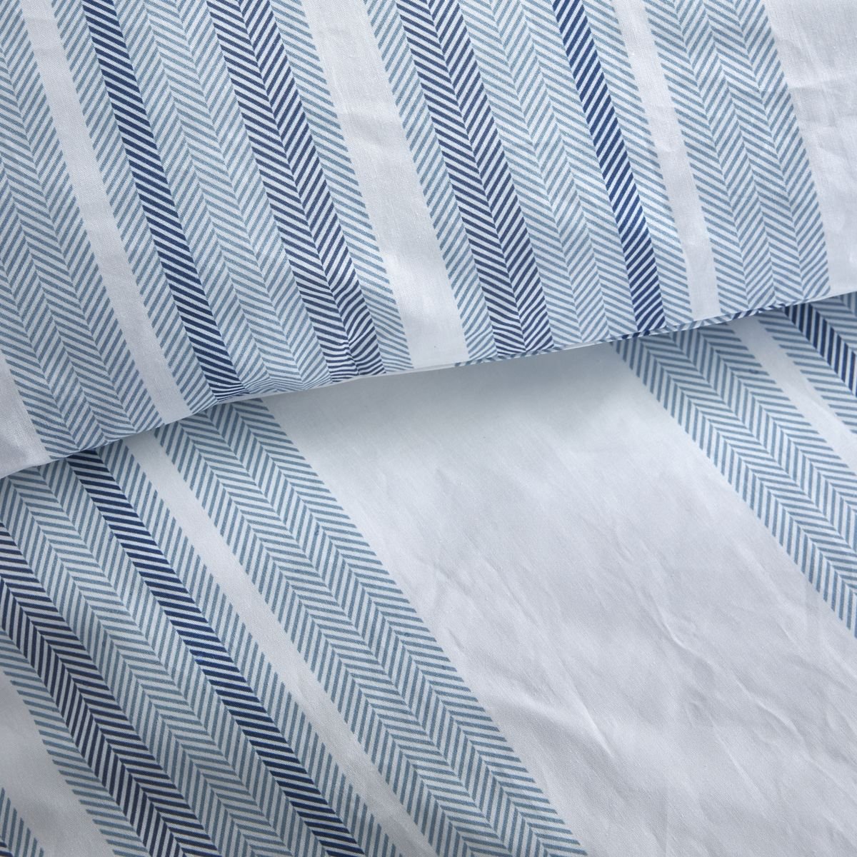 Parure de lit imprimé Rayures Coton SUNSHINE JEAN blanc, TODAY