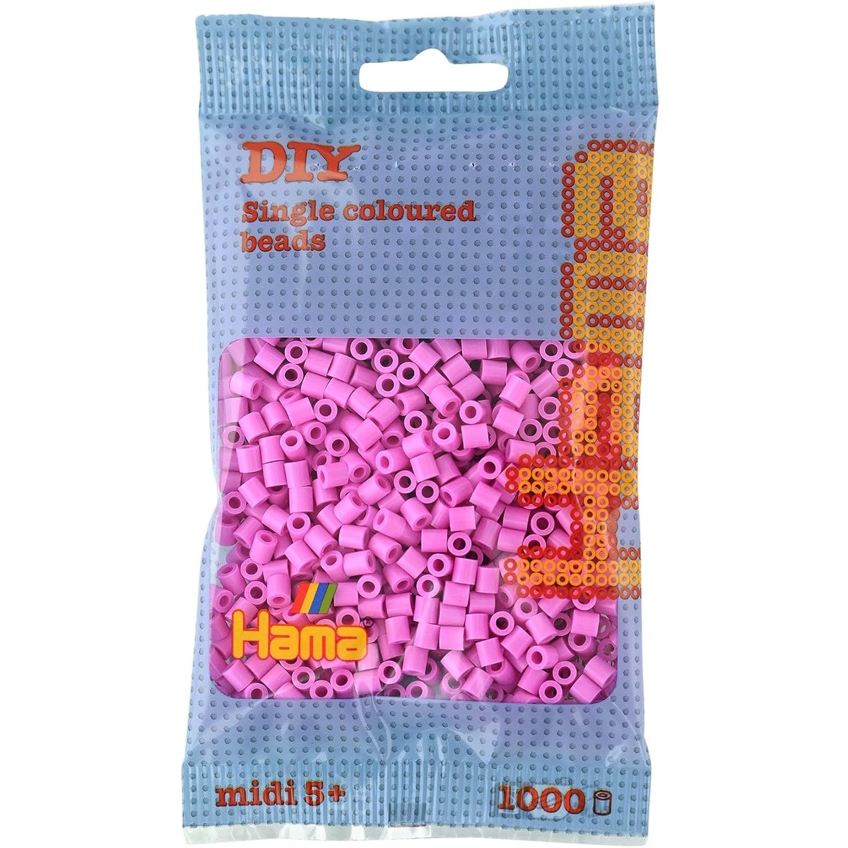 Sachet 1000 perles plastique Midi rose pastel rose, HAMA