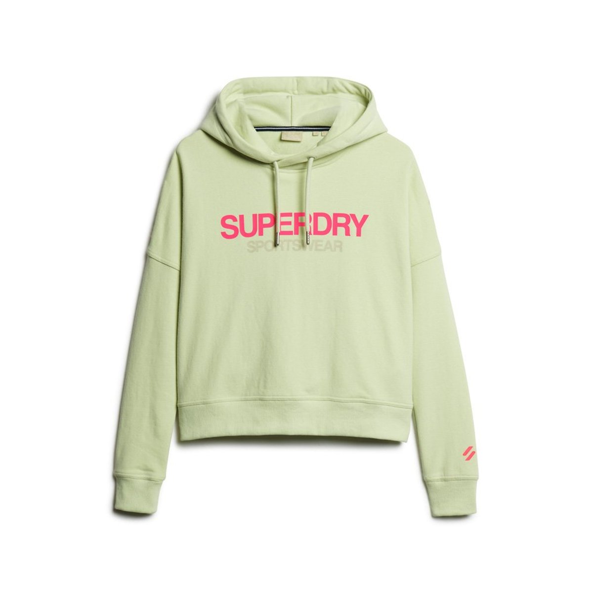 Sweat à capuche droit à logo Sportswear verts tendres, SUPERDRY