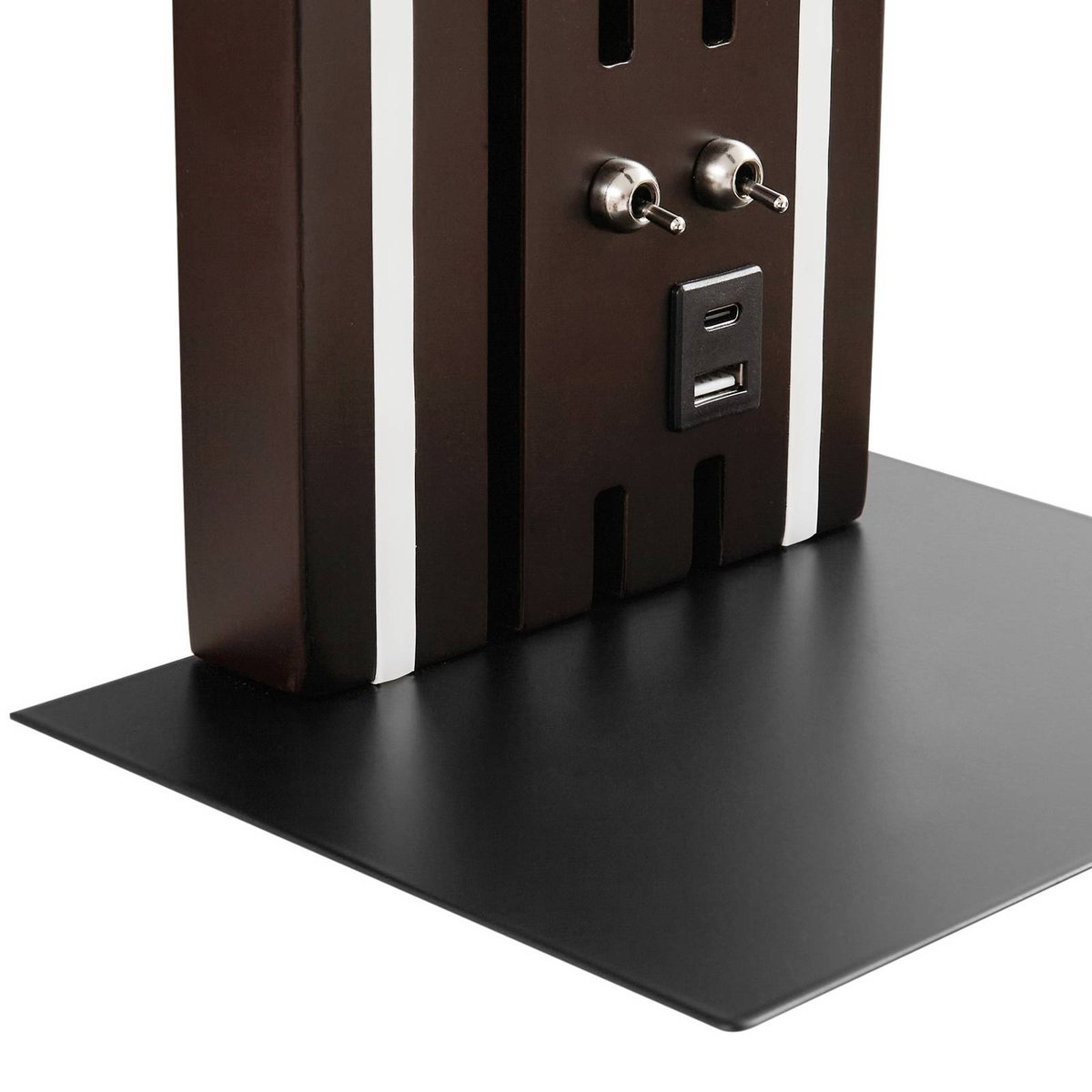 Applique en bois moderneLED, Tiron bois foncé, noir, LUCANDE