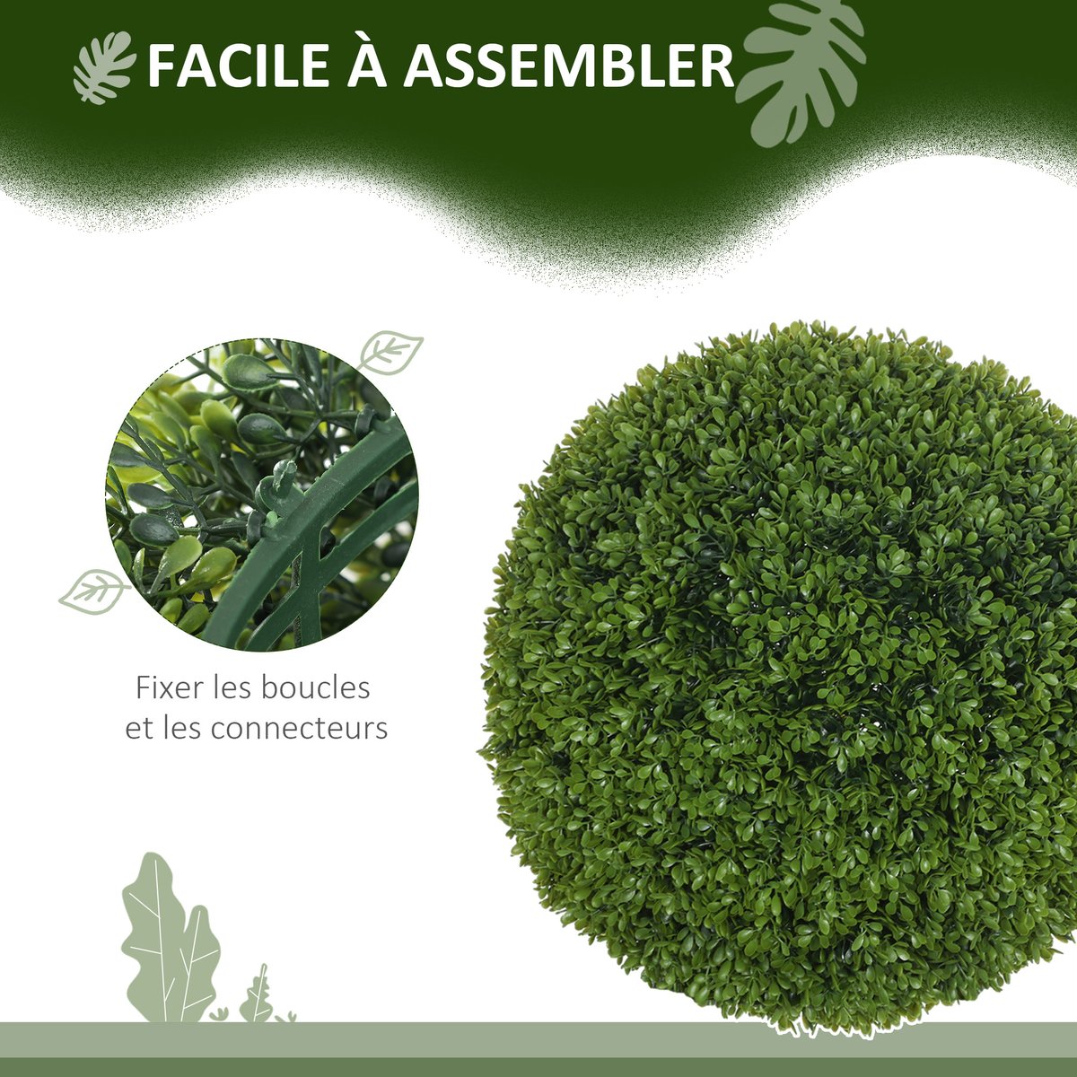 Topiaires artificielles PE Vert foncé vert, HOMCOM