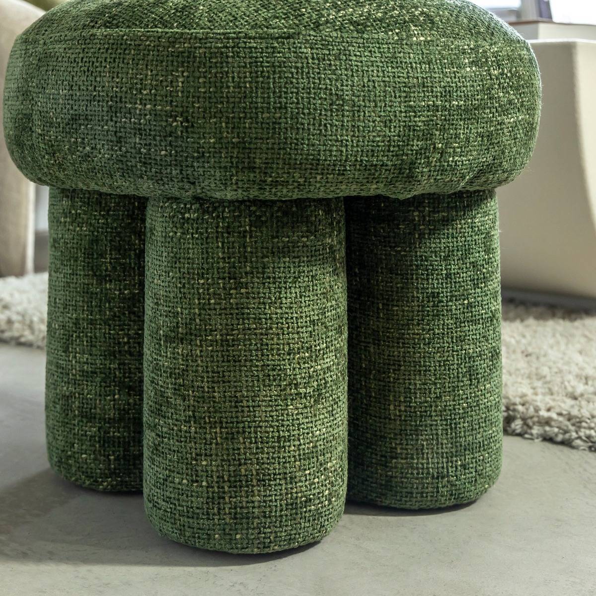 Petit tabouret en tissu TOBY vert, MADE IN MEUBLES