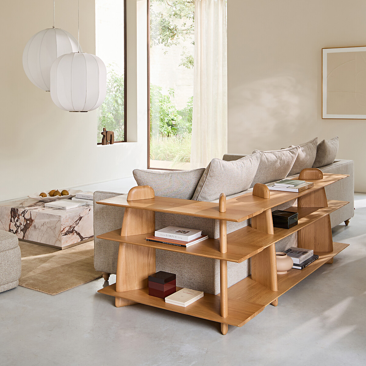 Libreria bassa in rovere massello, modello piccolo, ILOSS quercia naturale, AM.PM