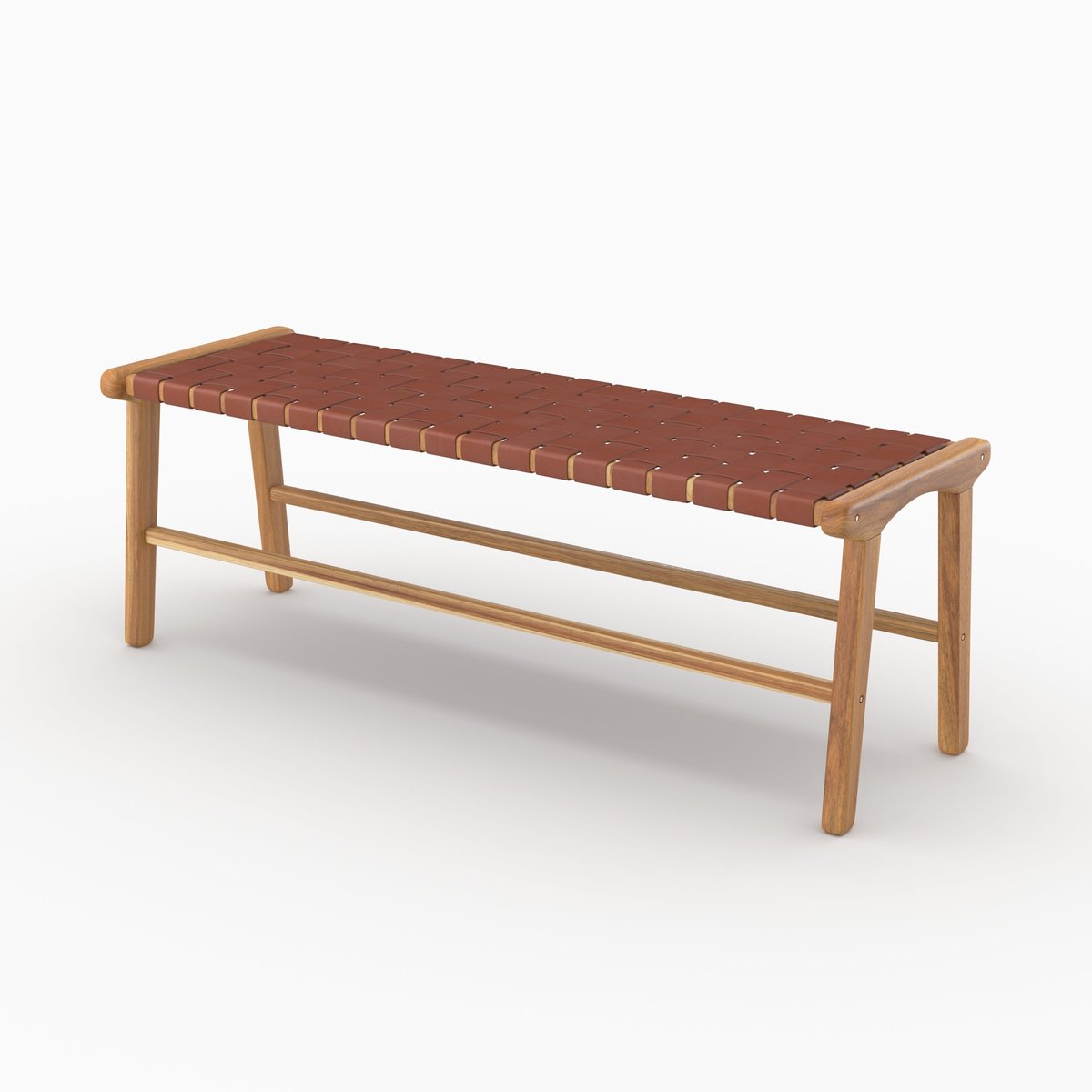 Banc 120 cm en cuir de teck - KUNA marron, MAISON PAVANE