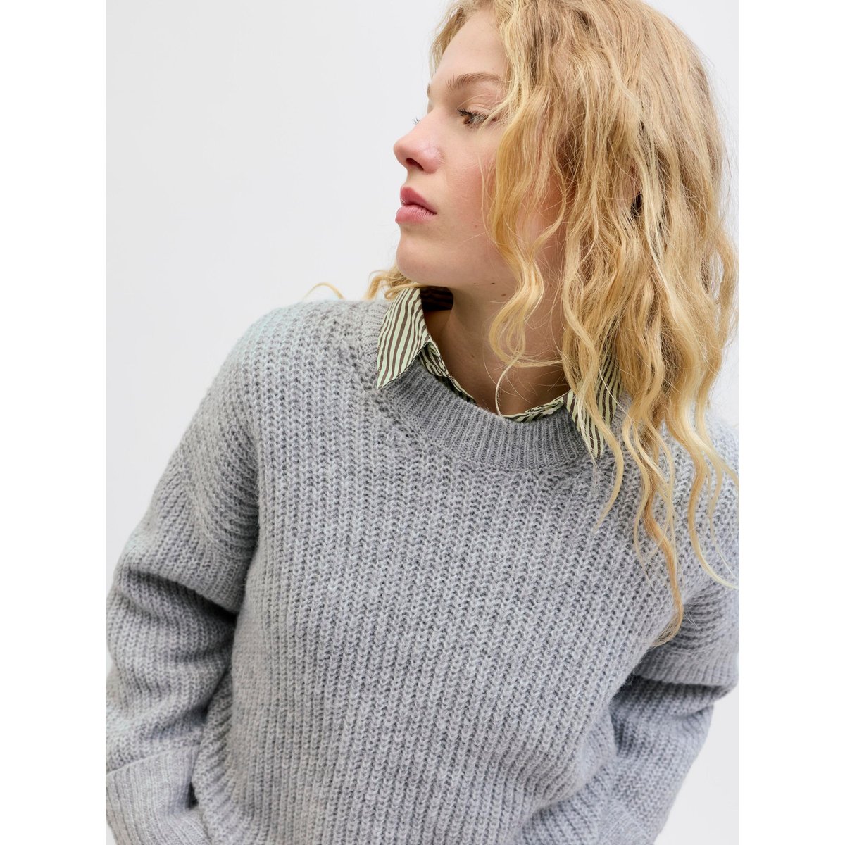 Pull En Maille light grey melange 1, JJXX