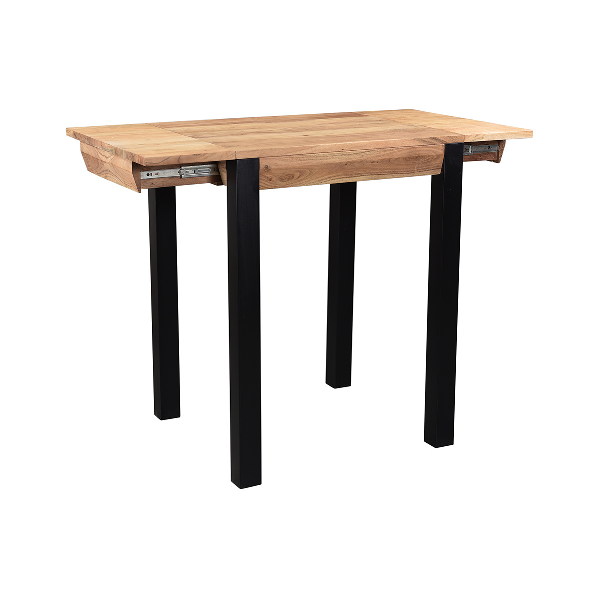 Table de bar extensible en bois massif et métal L80-135 cm TRAP naturel, MILIBOO