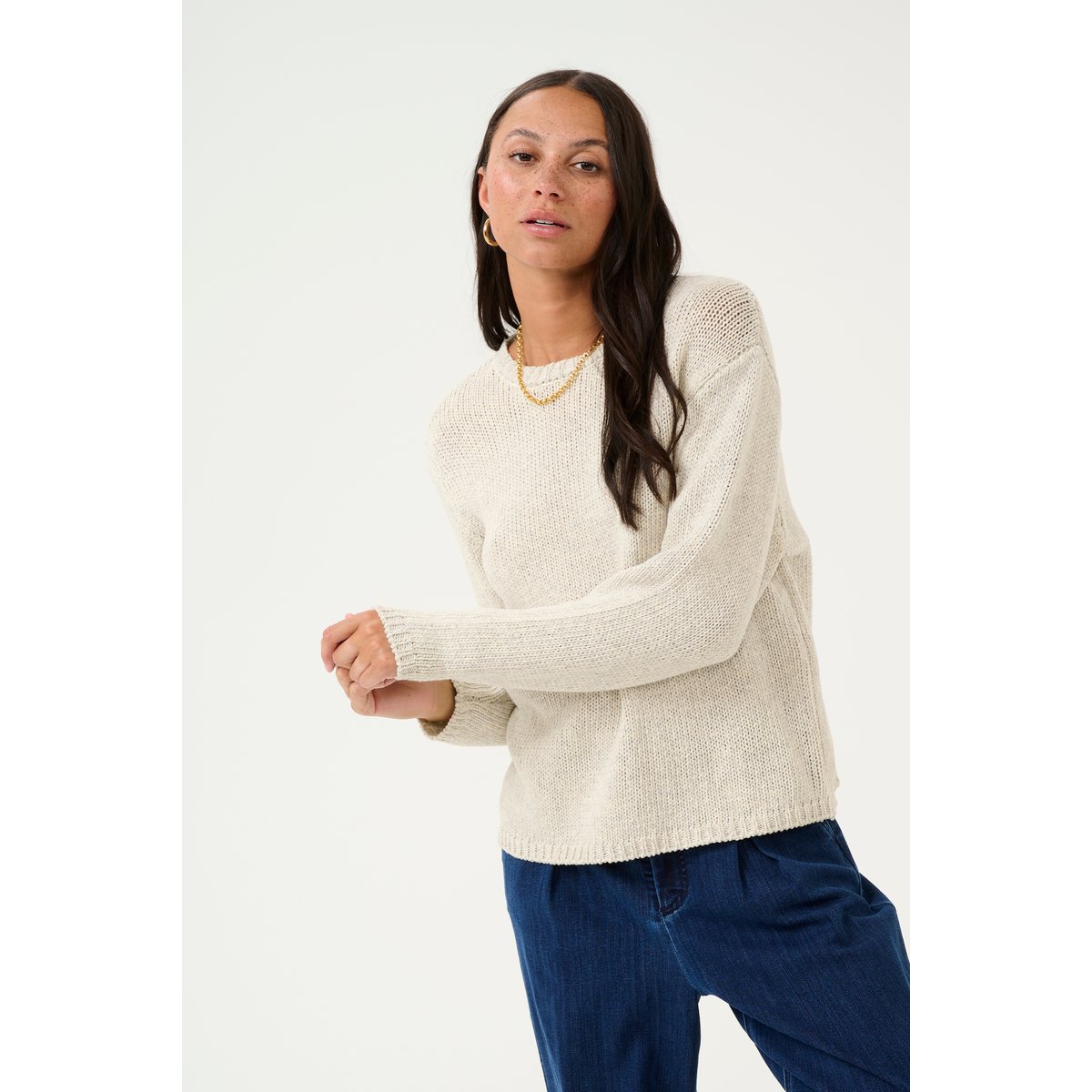 Knitted pullover blanc turtledove melange, KAFFE