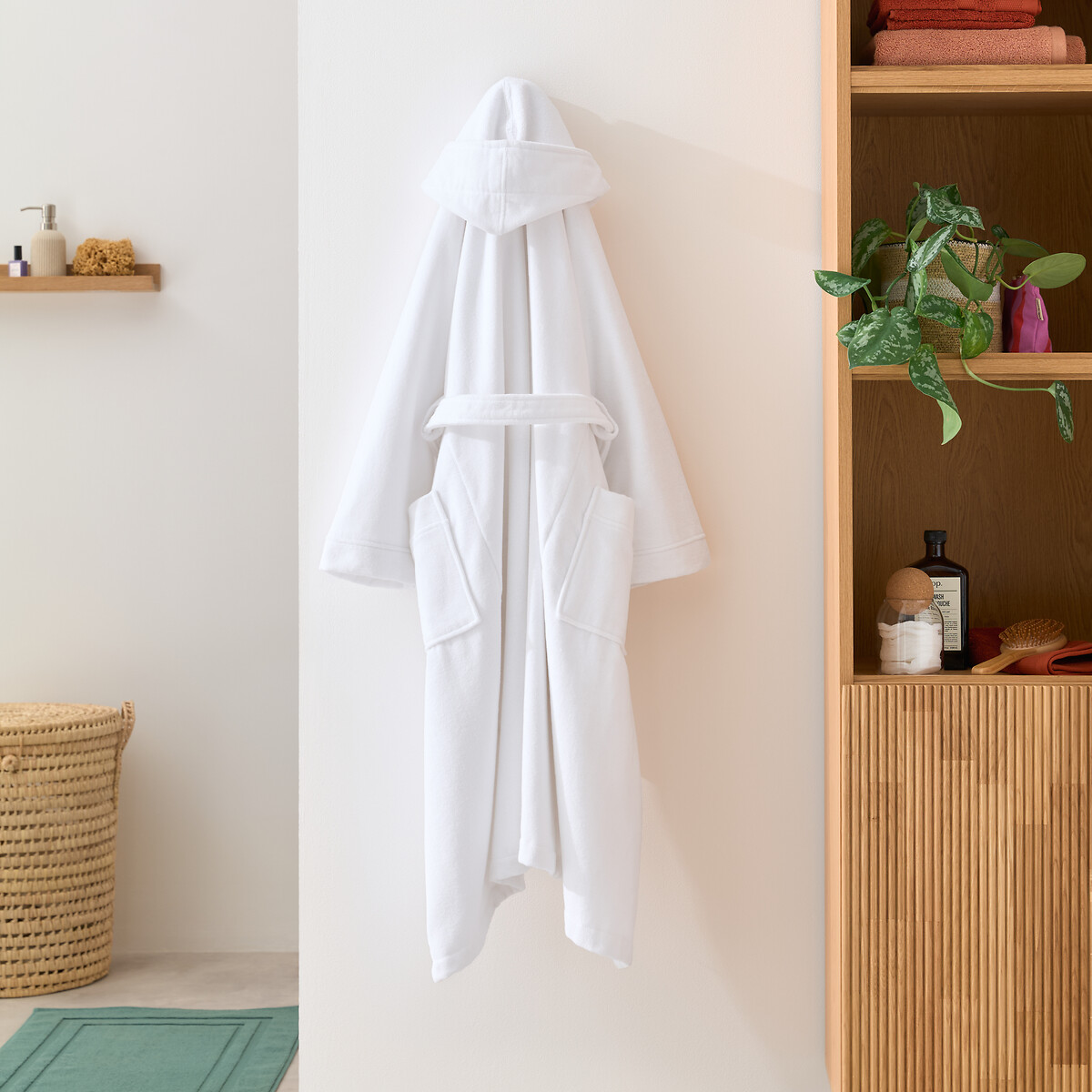 Peignoir capuche éponge velours 450 g/m2, Trizie blanc, LA REDOUTE INTERIEURS