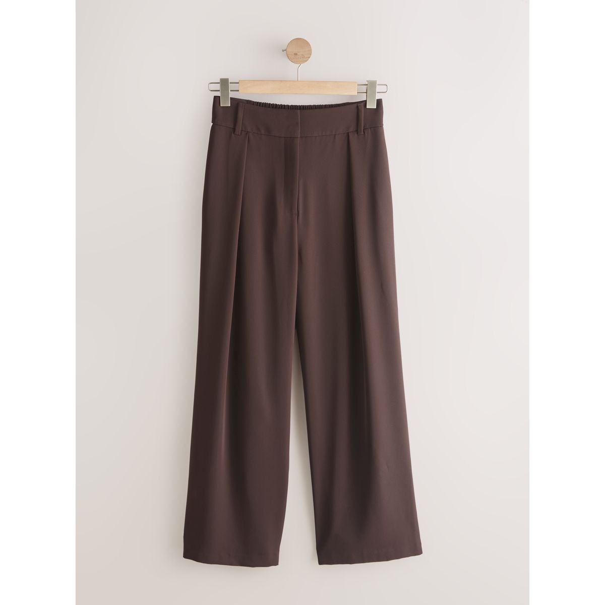 Pantalon large dos élastique à bande latérale marron chocolat, NEXT