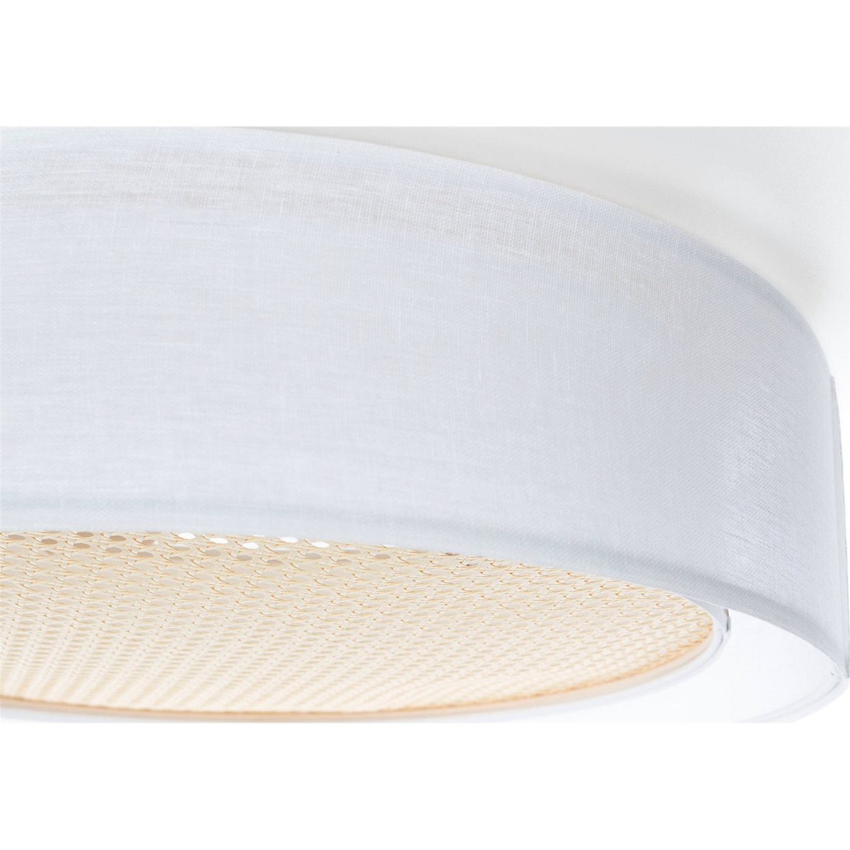 Plafonnier rond en tissu double couche Puro blanc tissu effet rotang beige, BPS KONCEPT