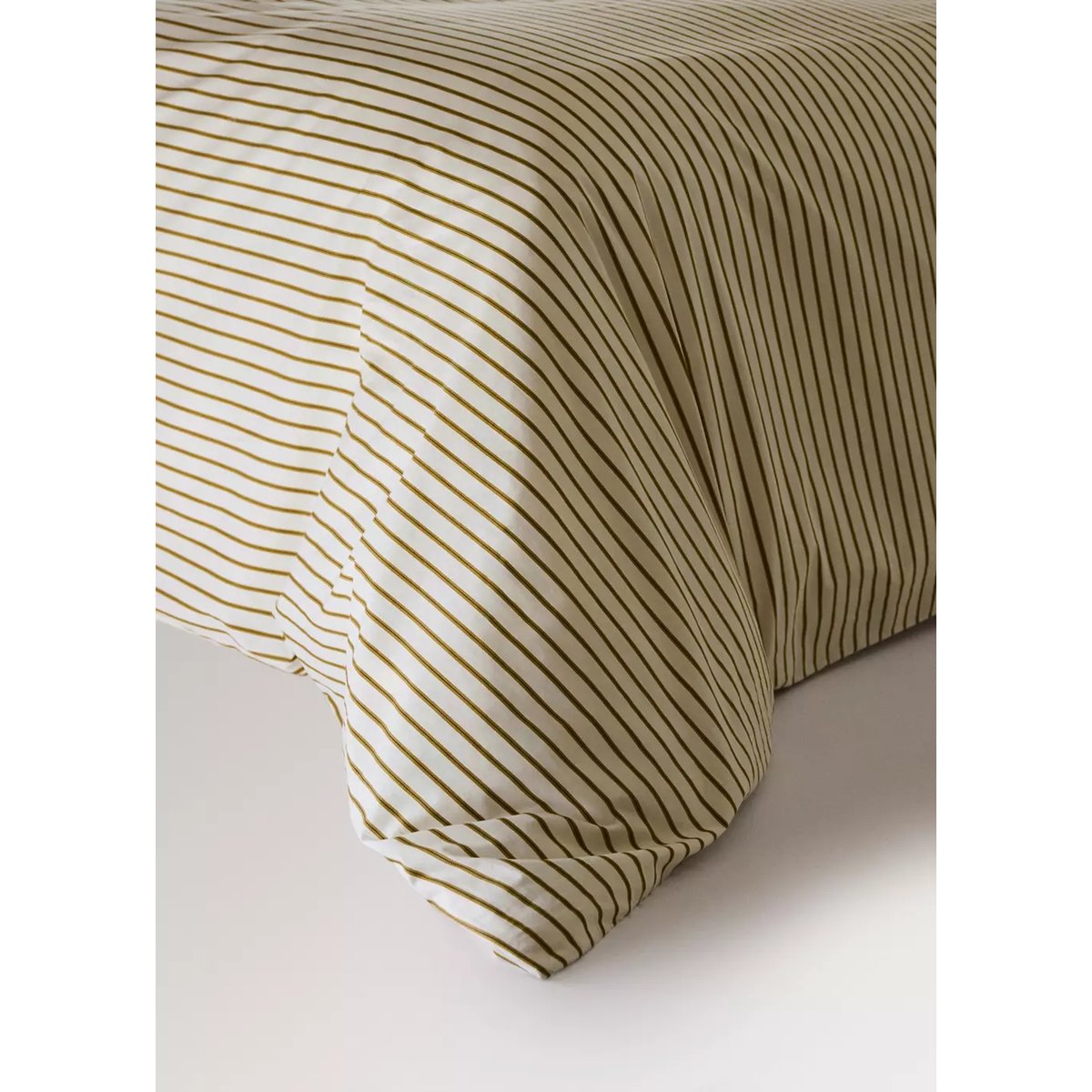 Housse de couette percale de coton imprimé à rayures Lit 135/140 cm ocre, MANGO HOME